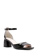 Women's Black Ankle Strap Heeled Patent Leather Shoes | Derimod