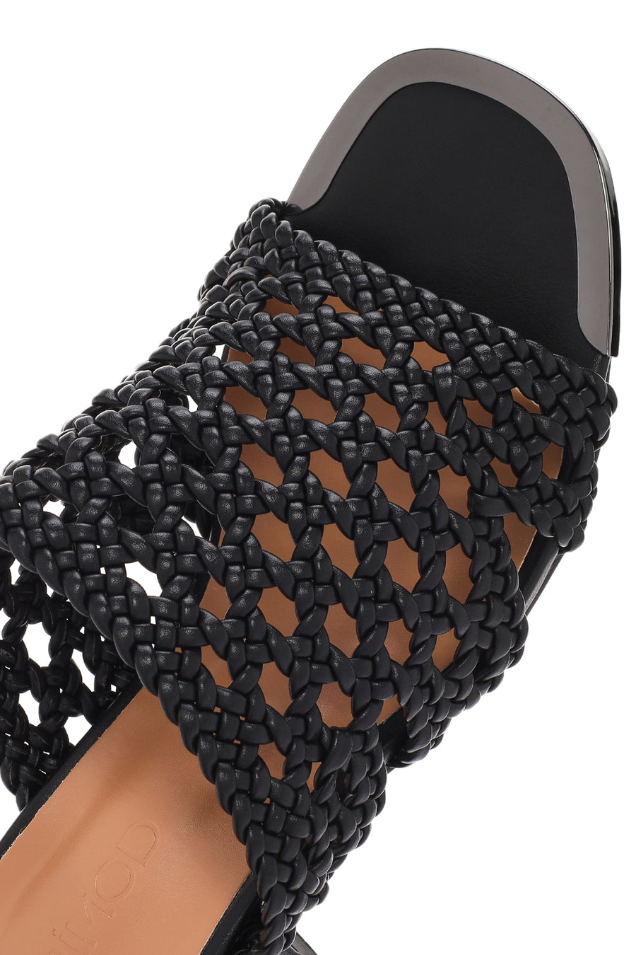 Kadın Siyah Topuklu Örgü Desenli Terlik