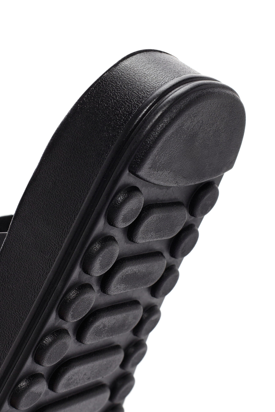 Women's Black Stone Double Buckle Thick Sole Comfort Slippers