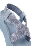 Women's Blue Straw Sandals | Derimod