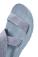 Women's Blue Straw Sandals | Derimod