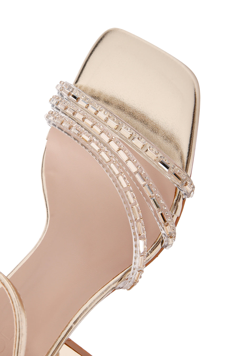 Women's Gold Ankle Strap Heeled Sandals