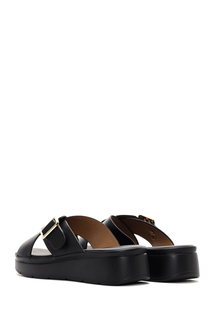 Women's Black Thick Soled Comfort Slippers