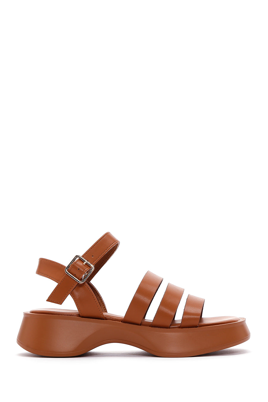 Kadın Camel Bilekten Bantlı Kalın Tabanlı Comfort Sandalet 24SFE472718 | Derimod