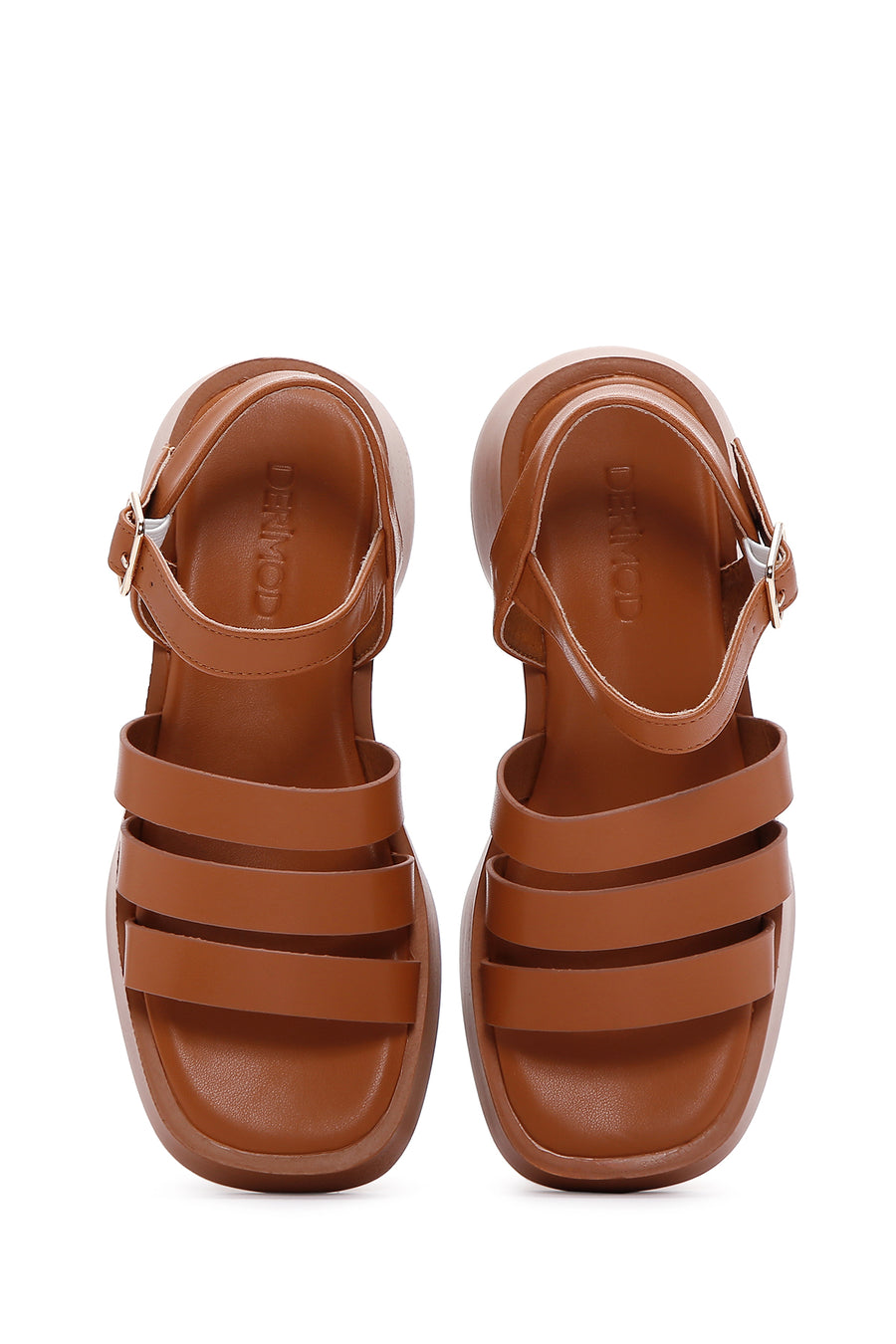 Kadın Camel Bilekten Bantlı Kalın Tabanlı Comfort Sandalet