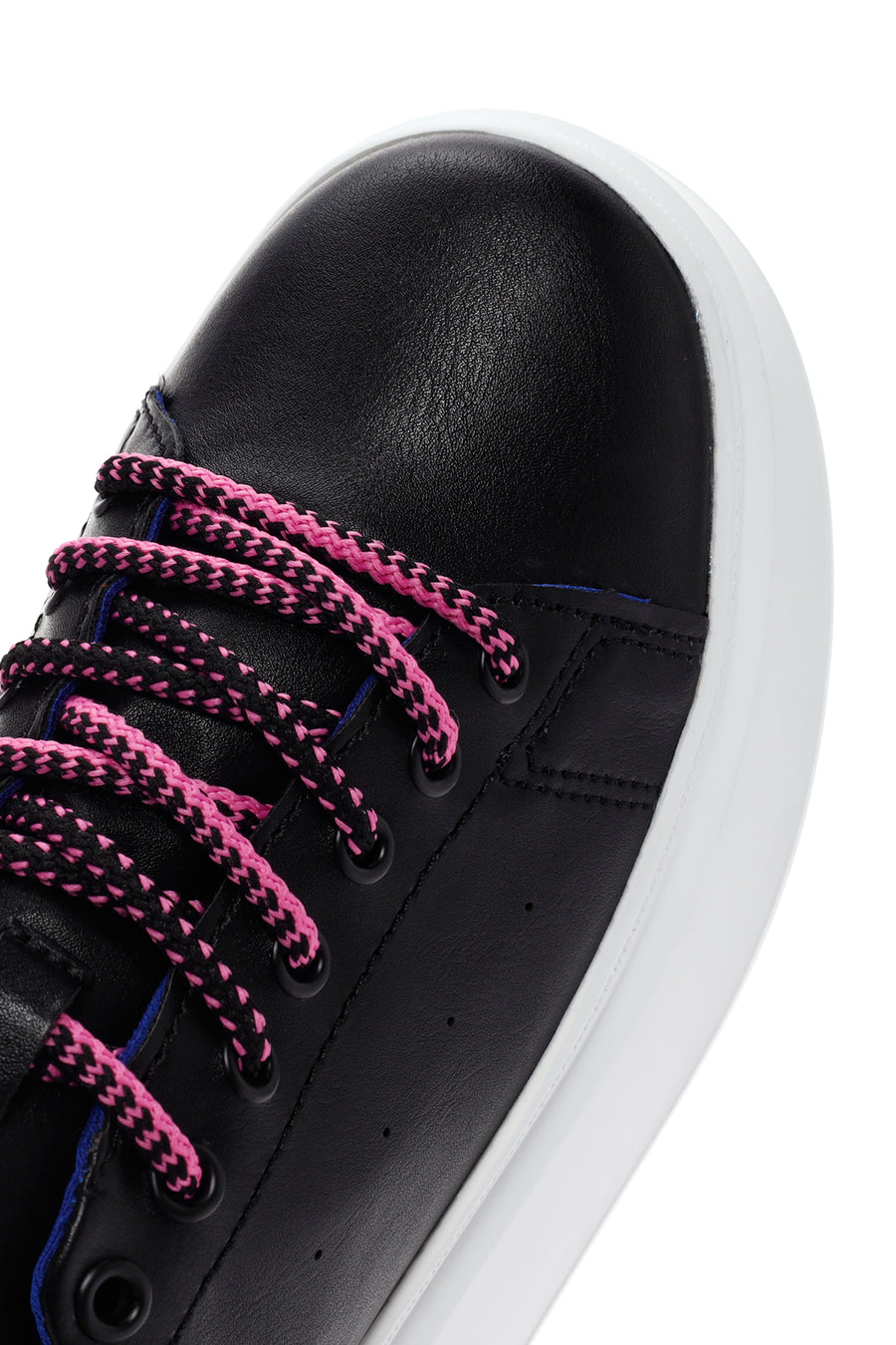 Women's Black Lace-Up Thick Soled Sneaker
