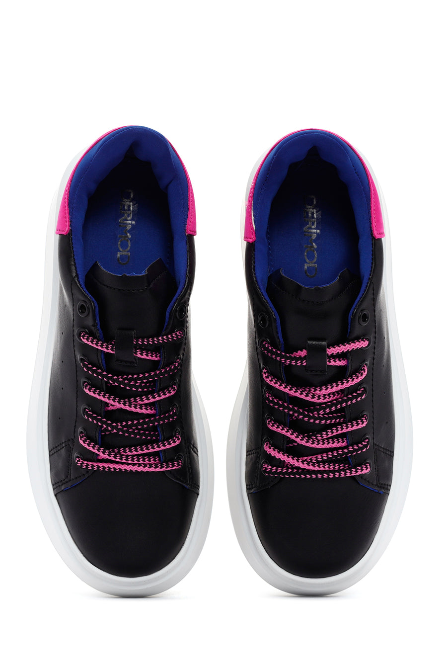 Women's Black Lace-Up Thick Soled Sneaker