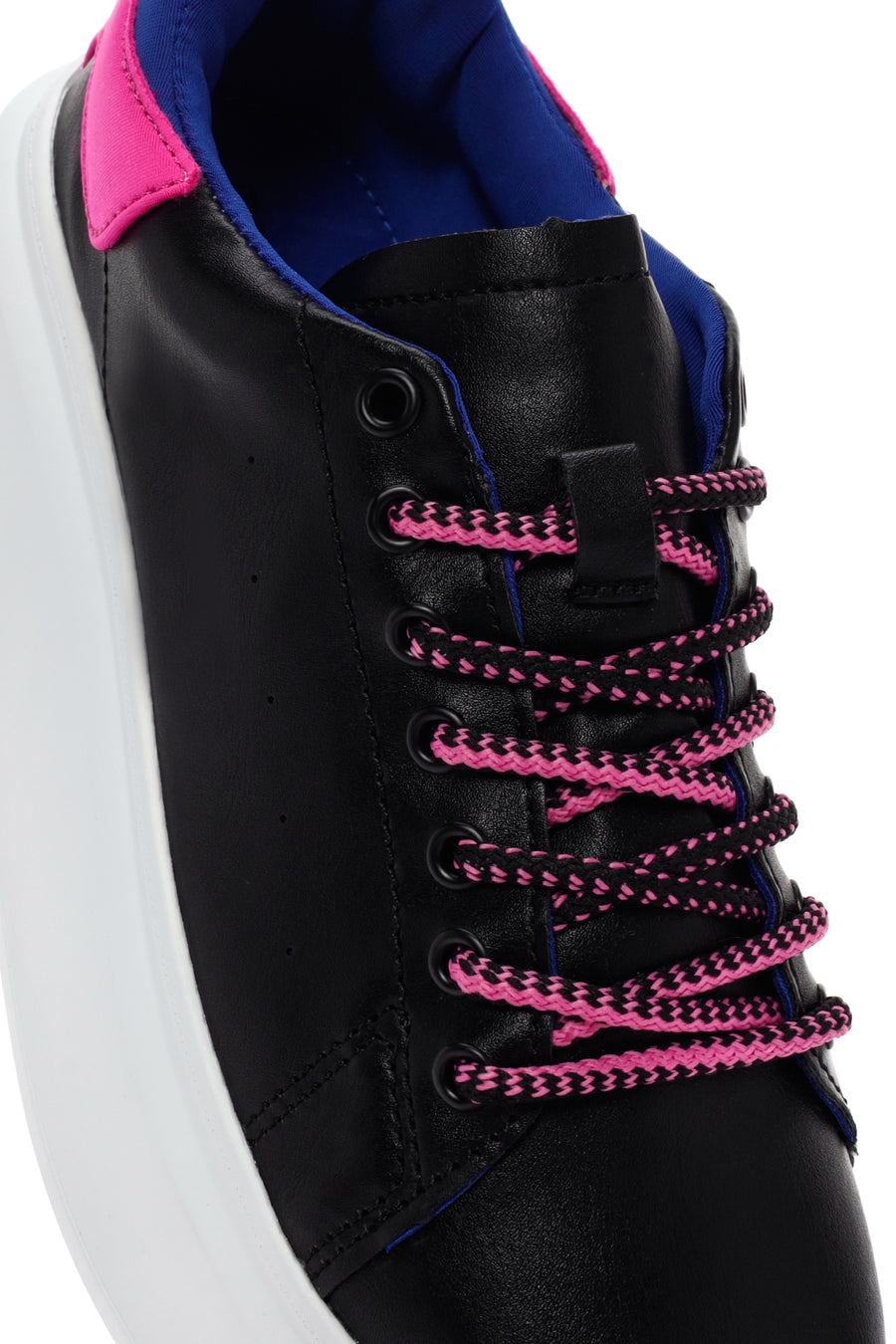 Women's Black Lace-Up Thick Soled Sneaker