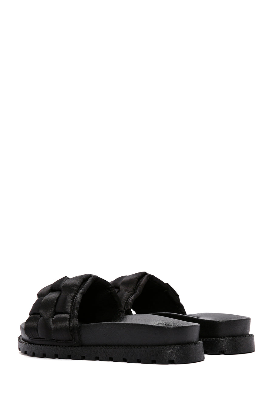 Women's Black Thick-Soled Knitted Patterned Slippers