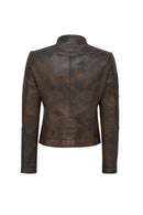 Glam Women's Brown Vintage Leather Jacket | Derimod