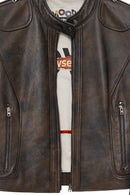 Glam Women's Brown Vintage Leather Jacket | Derimod