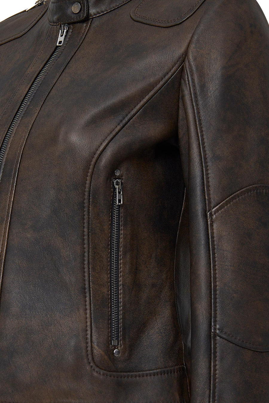 Glam Women's Brown Vintage Leather Jacket