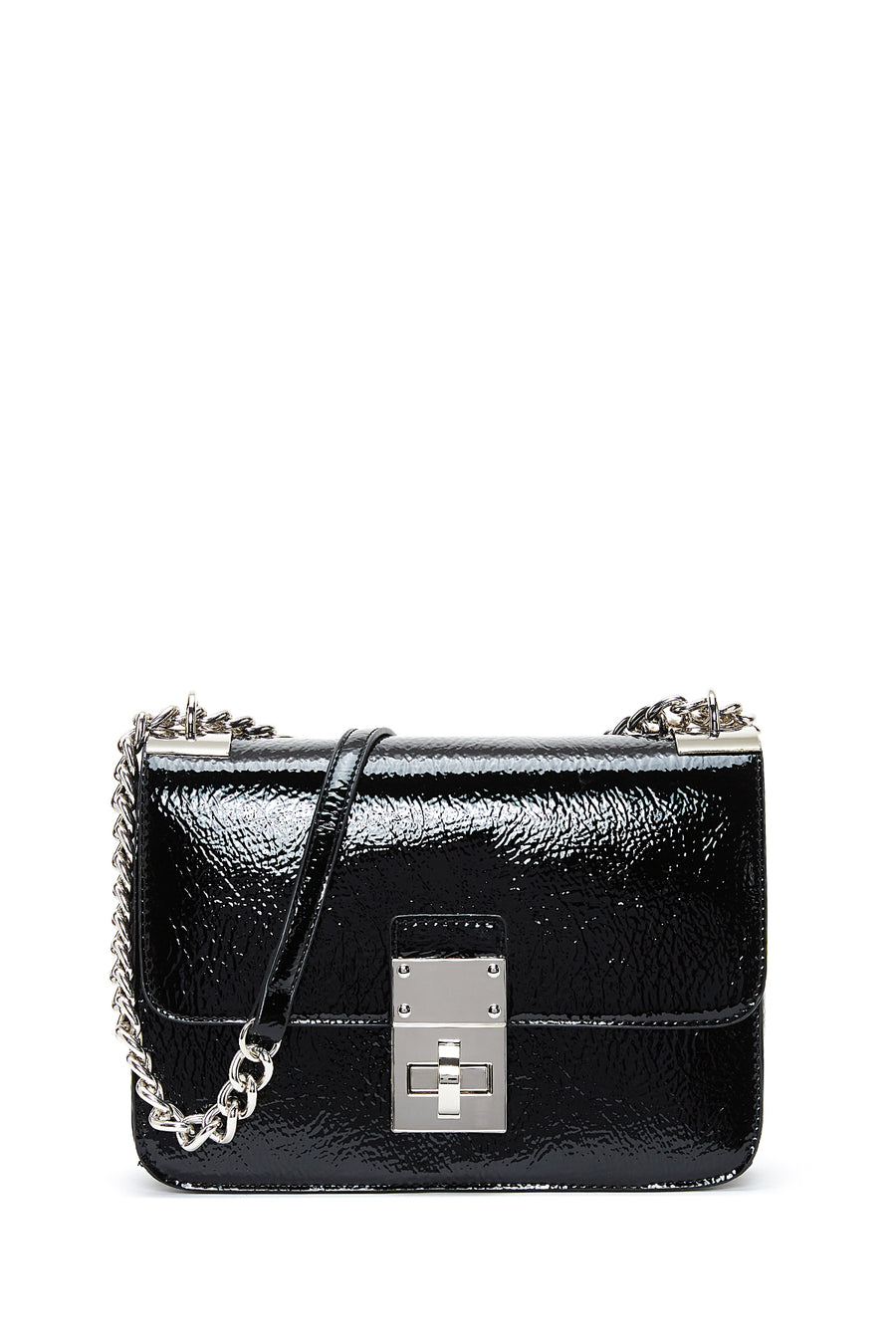 Women's Black Chain Strap Patent Leather Crossbody Bag 24WBD270616 | Derimod