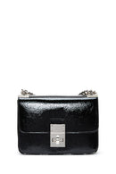 Women's Black Chain Strap Patent Leather Crossbody Bag | Derimod