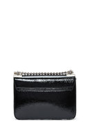 Women's Black Chain Strap Patent Leather Crossbody Bag | Derimod