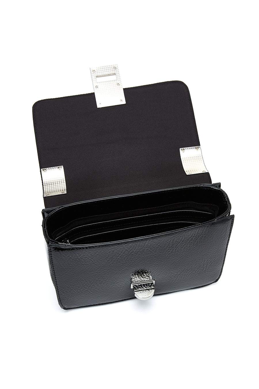Women's Black Chain Strap Patent Leather Crossbody Bag