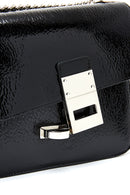 Women's Black Chain Strap Patent Leather Crossbody Bag | Derimod