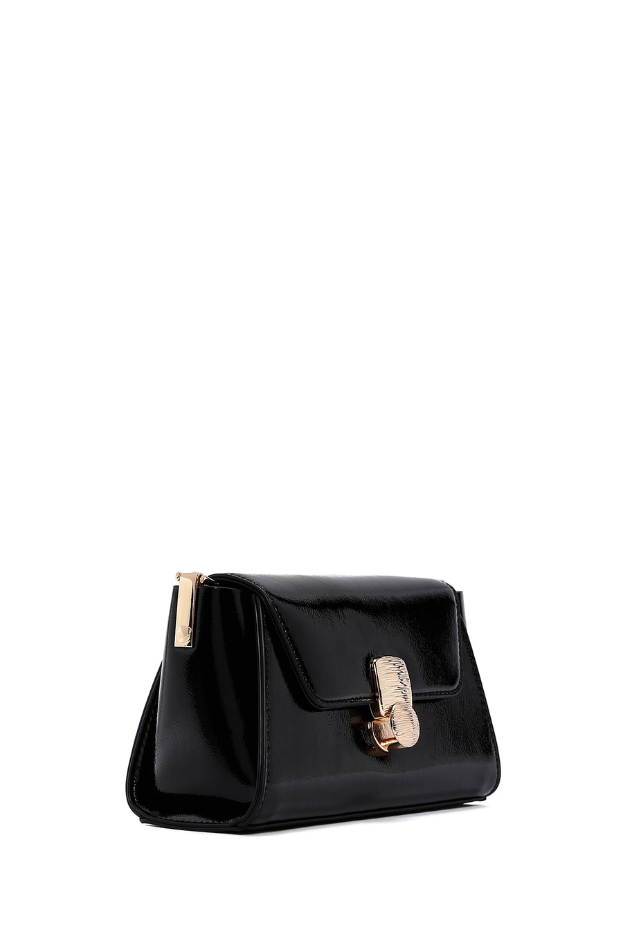 Women's Black Long Strap Patent Leather Crossbody Bag