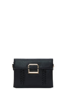 Women's Black Long Strap Knit Detailed Crossbody Bag | Derimod