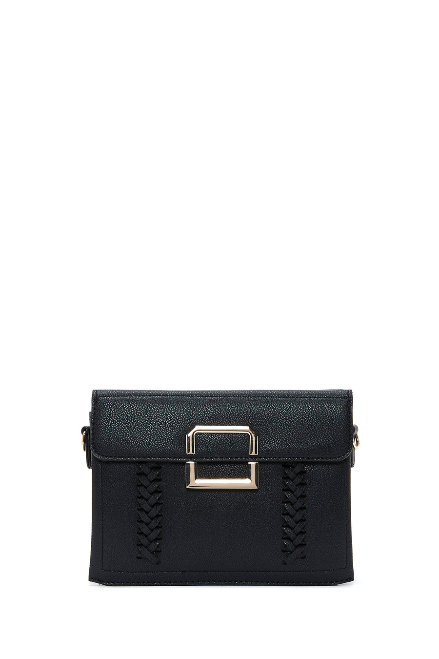 Women's Black Long Strap Knit Detailed Crossbody Bag