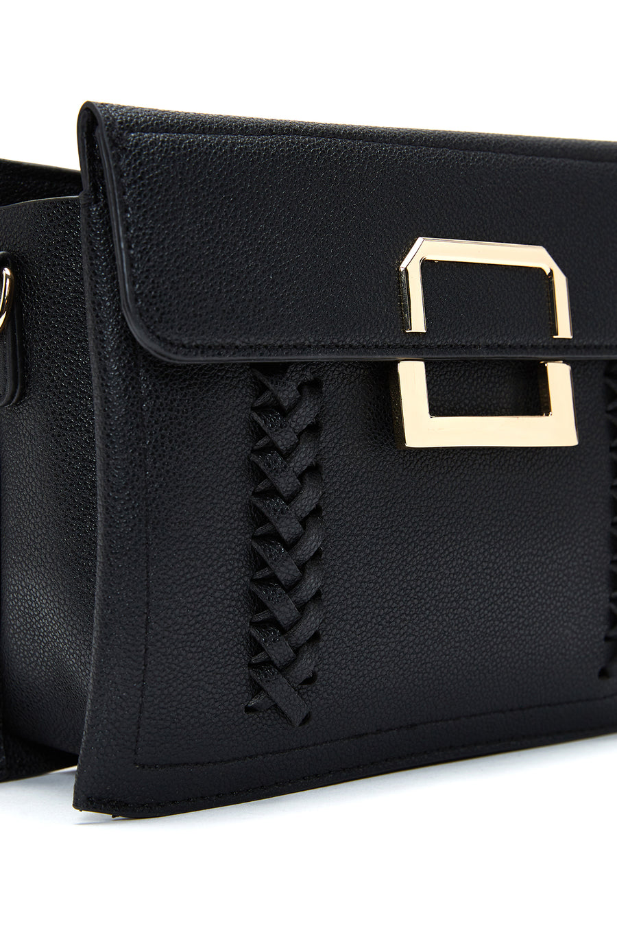 Women's Black Long Strap Knit Detailed Crossbody Bag