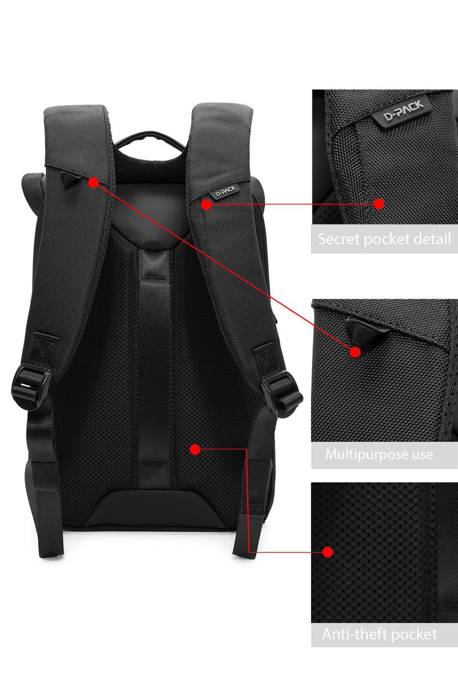 D-Pack Unisex Siyah Sırt Çantası
