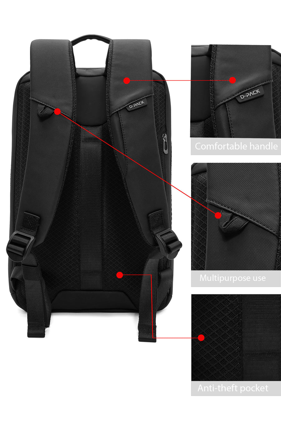 D-Pack Unisex Siyah Kumaş Sırt Çantası