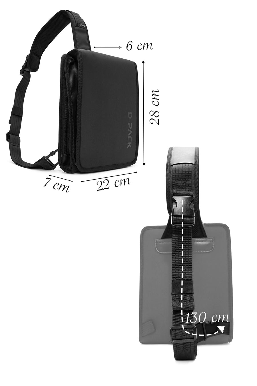 D-Pack Unisex Black Crossbody Bag