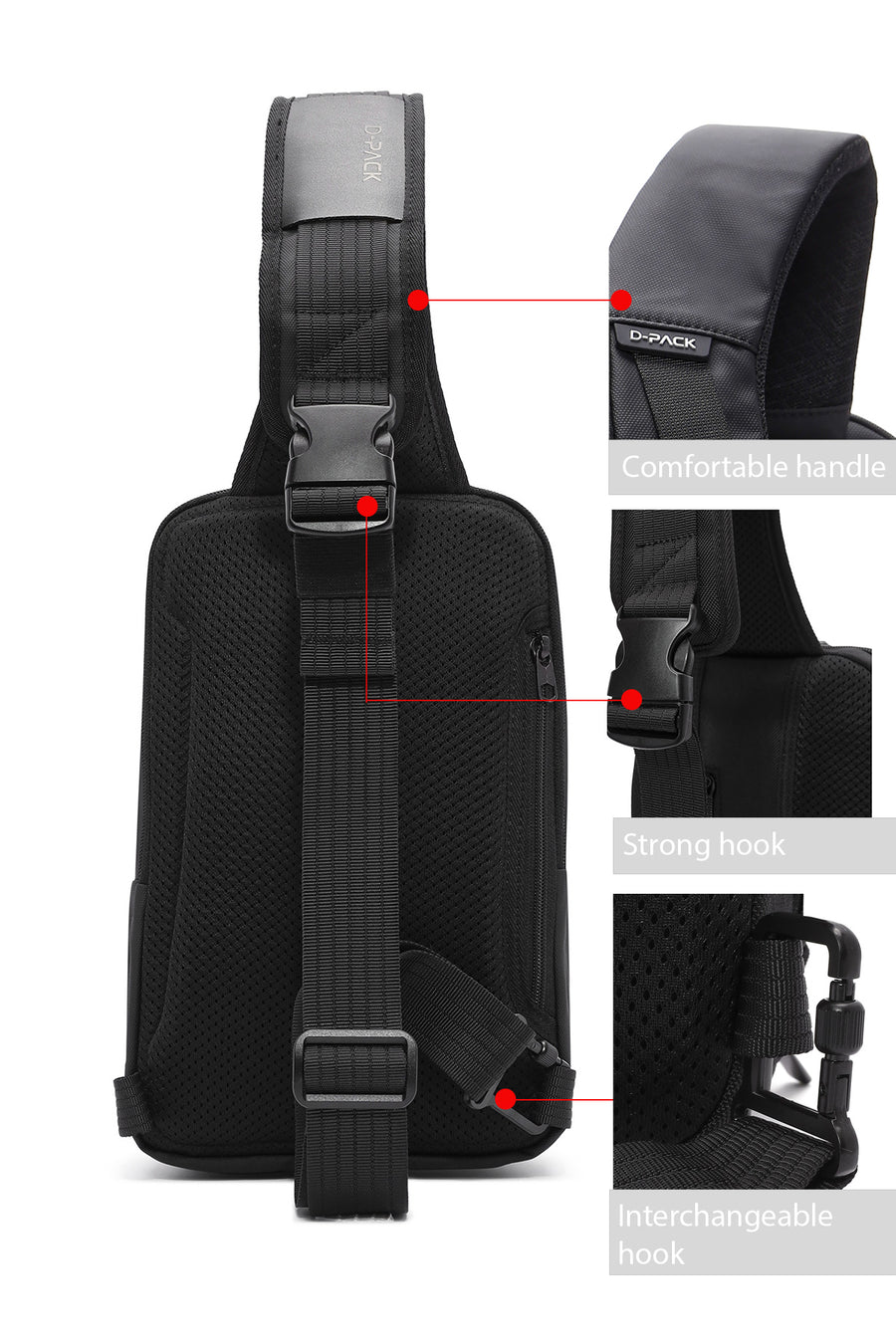 D-Pack Erkek Siyah Kumaş Çapraz Çanta