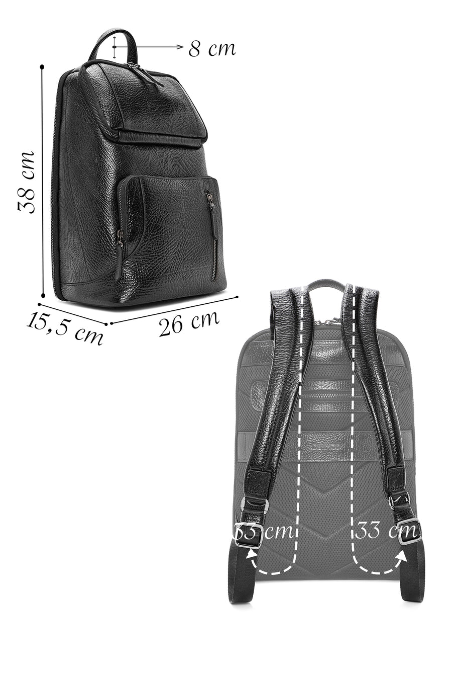 Men's Black Leather Backpack
