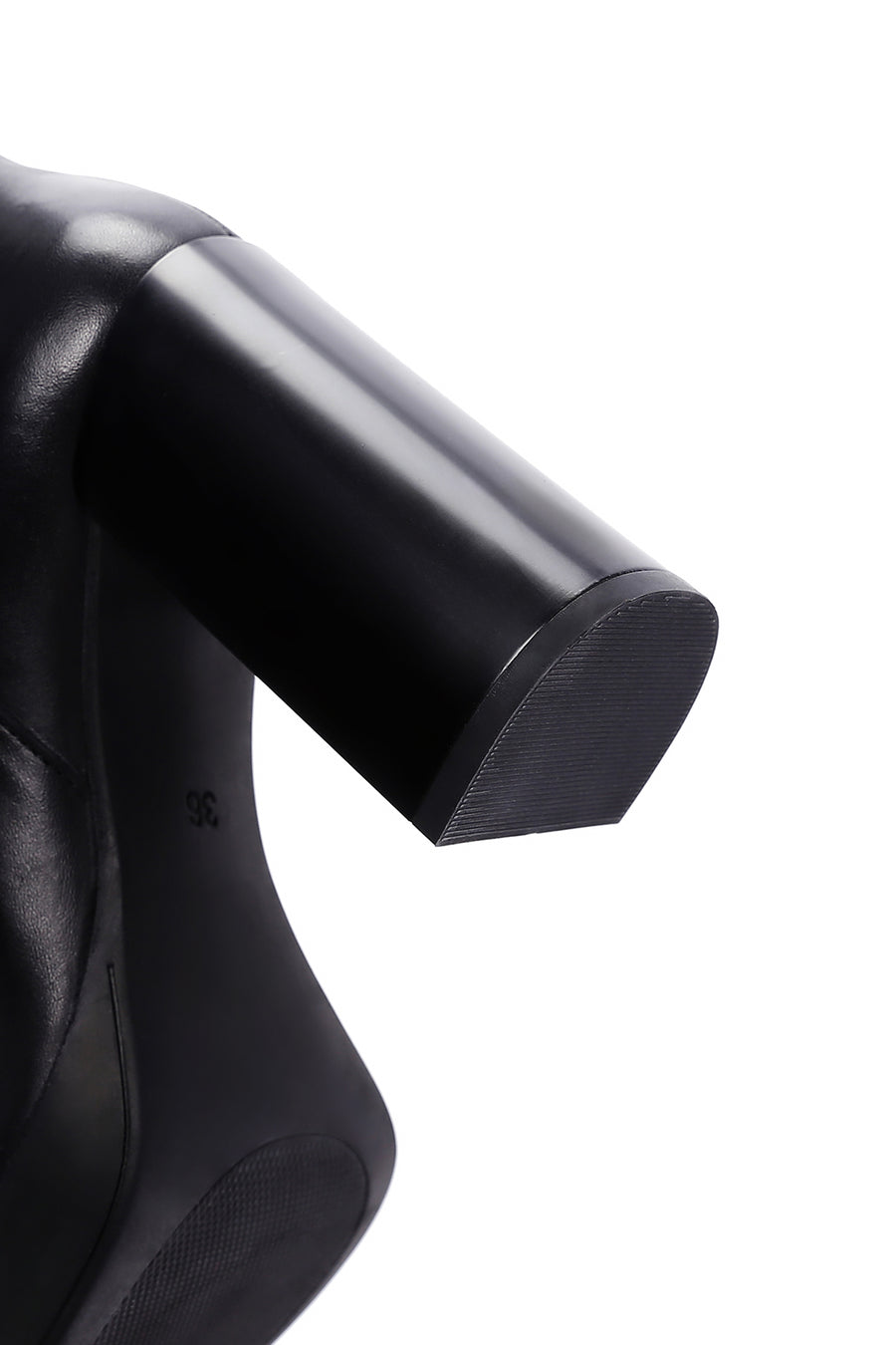 Women's Black Zippered High Heel Leather Boots