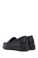 Women's Black Leather Comfort Loafer | Derimod