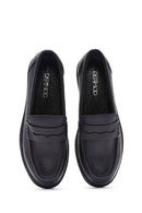 Women's Black Leather Comfort Loafer | Derimod