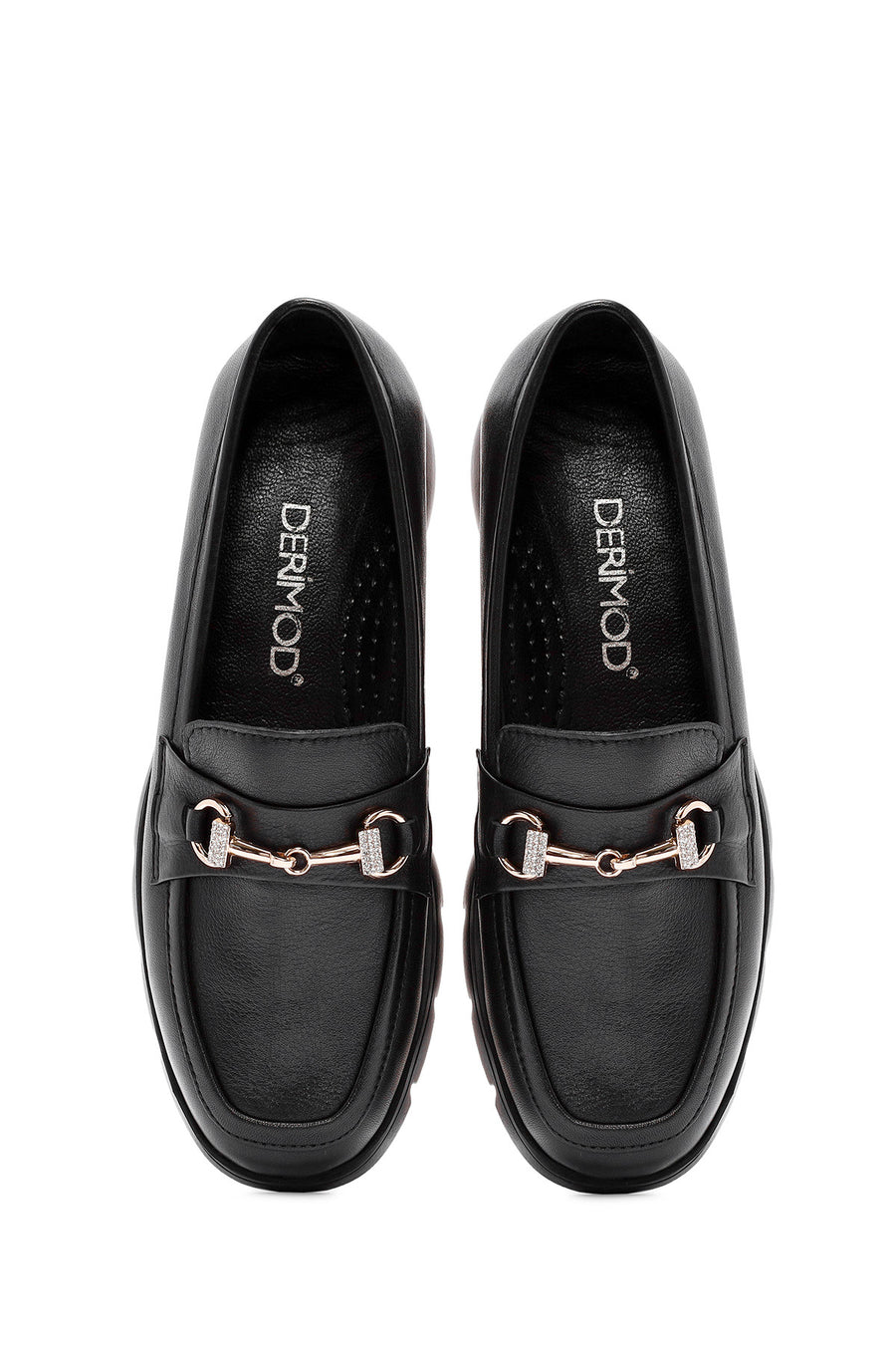 Kadın Siyah Toka Detaylı Deri Comfort Loafer