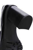 Women's Black Thick Heeled Leather Masculine Loafer | Derimod