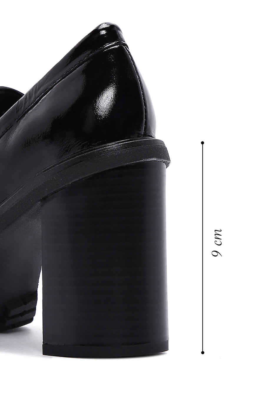 Women's Black Thick Heeled Leather Masculine Loafer