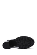 Women's Black Thick Heeled Leather Masculine Loafer | Derimod