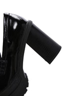 Women's Black Thick Heeled Leather Masculine Loafer | Derimod