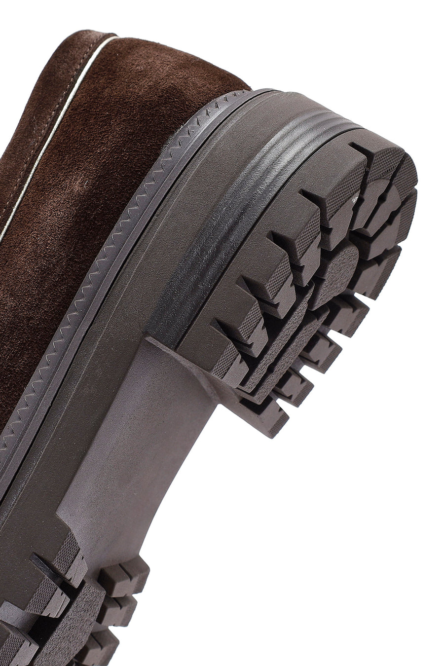 Women's Brown Thick Sole Suede Leather Masculine Loafer
