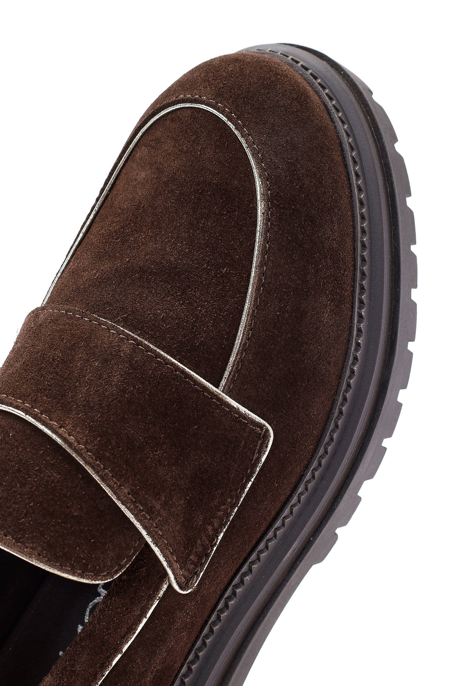Women's Brown Thick Sole Suede Leather Masculine Loafer
