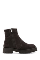 Women's Brown Zippered Suede Leather Boots | Derimod
