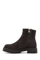 Women's Brown Zippered Suede Leather Boots | Derimod