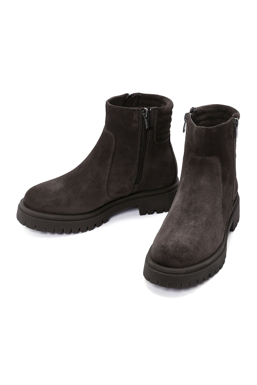 Women's Brown Zippered Suede Leather Boots