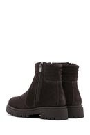 Women's Brown Zippered Suede Leather Boots | Derimod