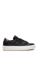 Women's Black Lace-Up Leather Sneaker | Derimod