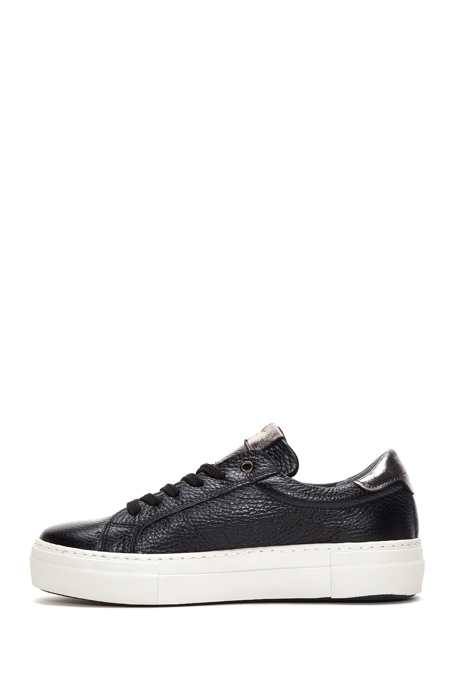 Women's Black Lace-Up Leather Sneaker