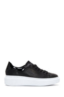 Women's Black Lace-Up Chunky Sole Leather Sneakers | Derimod