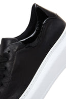 Women's Black Lace-Up Chunky Sole Leather Sneakers | Derimod