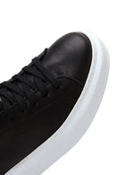 Women's Black Lace-Up Chunky Sole Leather Sneakers | Derimod