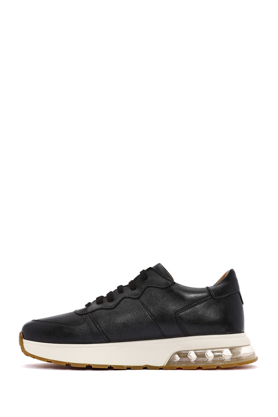 Men's Black Lace-up Leather Sneaker